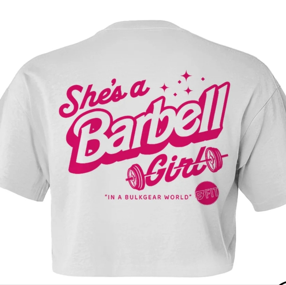 Barbell Girl White Crop Top